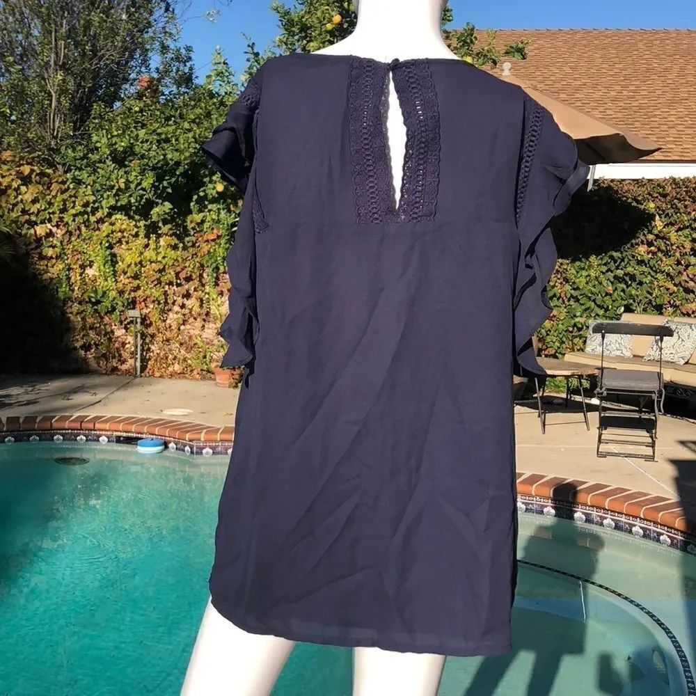Halogen Flutter Sleeve Crepe Top Size Large - Picture 5 of 8